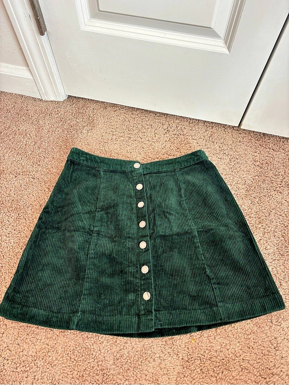 Forever 21 Corduroy Button-Front Mini Skirt Green Size Small